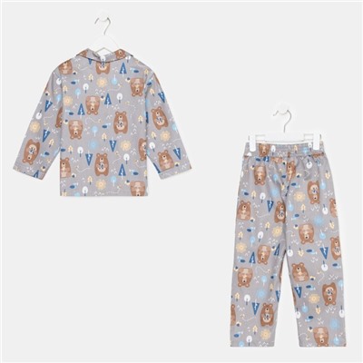 Пижама детская (рубашка, брюки) KAFTAN "Мишки", р. 98-104, бежевый