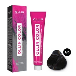 Крем-краска для волос перманентная Ollin Professional Color, тон 1/0 иссиня-чёрный, 60 мл