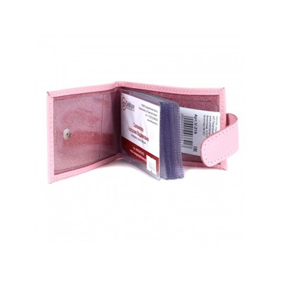 Кредитница Premier-V-219 натуральная кожа  (18 листов,  с хляст)  натуральная кожа розовый флотер (331)  198872