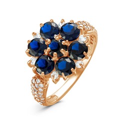 Позолоченное кольцо с фианитами синего цвета 283 - п