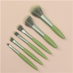 Набор кистей для макияжа, 6 предметов, PVC-пакет, цвет зелёный