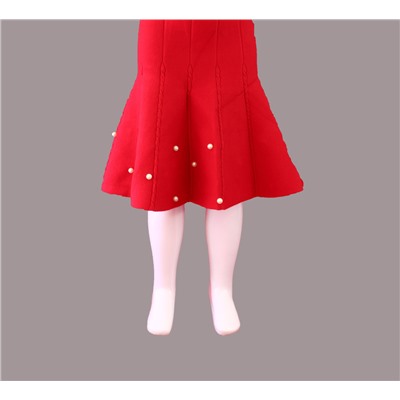 Обхват талии 50-52. Стильная детская юбка Loreine красно-клубничного цвета украшенная бусинами.