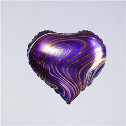 Шар фольгированный 18" «Мрамор», сердце, цвет фиолетовый