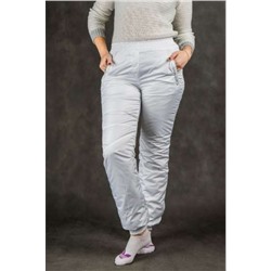 Утепленные женские брюки на манжете по щиколотке, цвет- белый