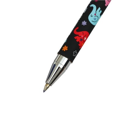 Ручка шариковая HappyWrite "Разноцветные слоники", узел 0.5 мм, синие чернила, матовый корпус Silk Touch