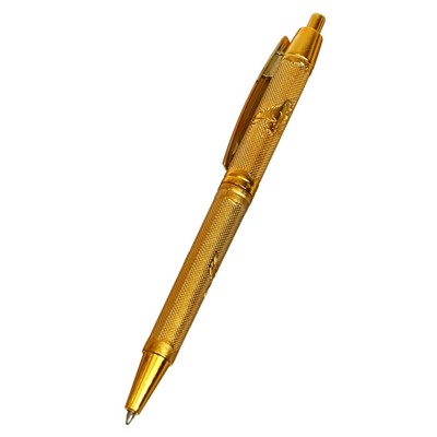 Ручка шариковая, автоматическая, линия 1,0 мм, стержень синий, корпус золотистый