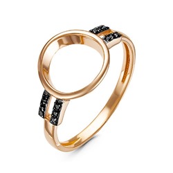 Позолоченное кольцо с черными фианитами 973 - п
