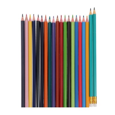 Карандаши 18 цветов Calligrata, ЭКОНОМ, заточенные, шестигранные, пластиковые, пенал-тубус и 2 чернографитных карандаша с ластиком в ПОДАРОК