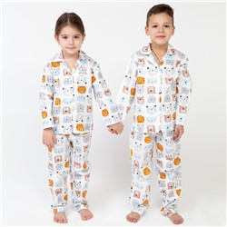 Пижама детская (рубашка, брюки) KAFTAN "Зверята" р. 110-116, белый