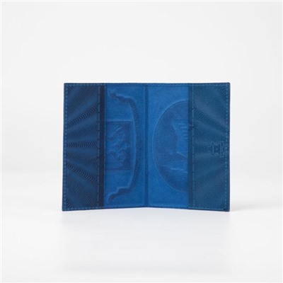 Обложка для паспорта, Герб+ корона, цвет синий