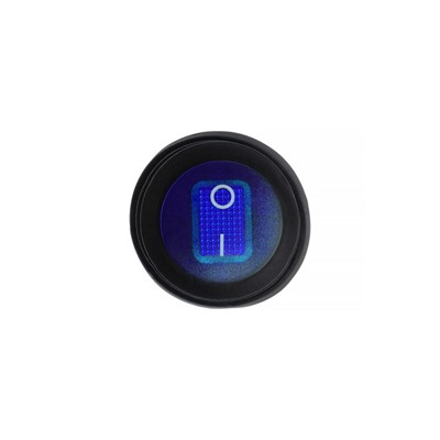 Переключатель влагозащищенный круглый синий с подсветкой, 250 В, 6 А, 3 контакта