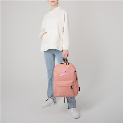 Рюкзак, отдел на молнии, наружный карман, 2 боковых кармана, пенал, цвет персиковый