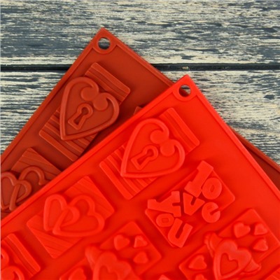 Форма для льда и кондитерских украшений Доляна «Любовь», 28,7×17,4 см, силикон, 16 ячеек (4,7×3,8 см), цвет МИКС