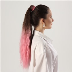 Хвост накладной, волнистый волос, на резинке, 60 см, 100 гр, цвет розовый/каштановый(#SHT12C/SHT311)