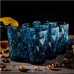 Набор стаканов стеклянных Magistro «Круиз», 350 мл, 8×12,5 см, 6 шт, цвет синий