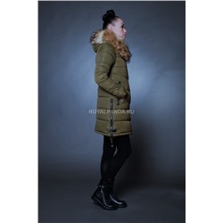 Куртка женская зимняя 1729 хаки искусственный мех