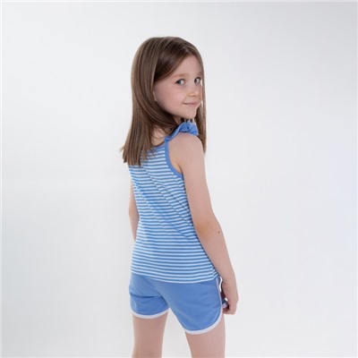 Комплект для девочки (майка/шорты), цвет голубой/полоска, рост 98 см