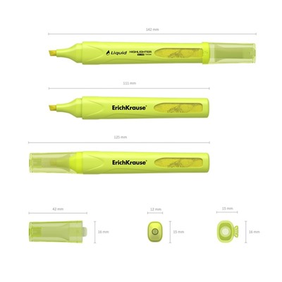 Маркер текстовыделитель ErichKrause Liquid Visioline V-14 Neon, 0.6-4.0 мм, жидкие чернила на водной основе, жёлтый