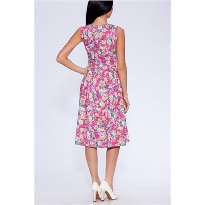 Платье 284 "Джинса цветная", розовый/мелкие розочки