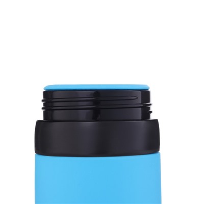 Бутылка для воды силиконовая, 600 мл, 6.5 х 27 см, синяя