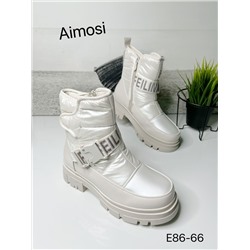 Зимние ботинки с натуральным мехом E86-66 молочные