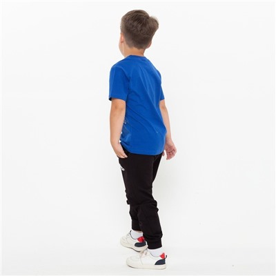 Комплект для мальчика (футболка, брюки), цвет синий/чёрный МИКС, рост 104-110 см