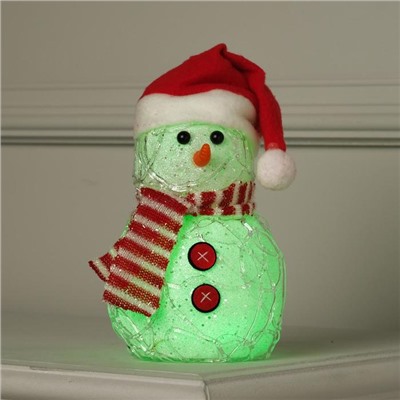 Фигура светодиодная "Снеговик с красными пуговицами", 20х12х12 см, от батареек, Т/БЕЛЫЙ