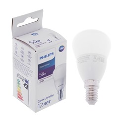 Лампа светодиодная Philips Ecohome Lustre 840, E14, 5 Вт, 4000 К, 500 Лм, шар