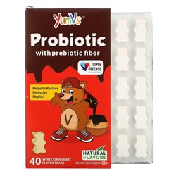 YumV's, Пробиотик с пребиотической клетчаткой, со вкусом белого шоколада, 40 мишек