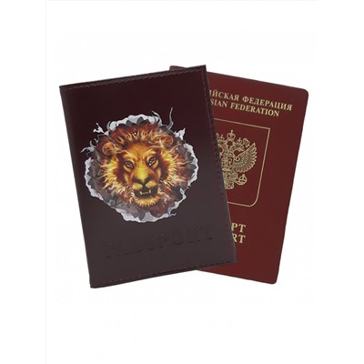 A-056 Обложка на паспорт принт (гладкая/нат. кожа)