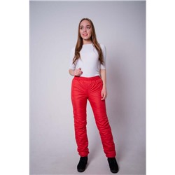 Зауженные женские брюки с манжетой, цвет- красный