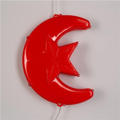 Фигура уличная "Месяц красный", 23х17х5 см, пластик, 220В, 3 метра провод, фиксинг, КРАСНЫЙ   361244