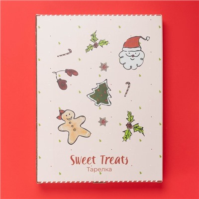 Тарелка новогодняя Доляна Sweey Treats, 37,5×28×2,5 см, керамика, цвет белый