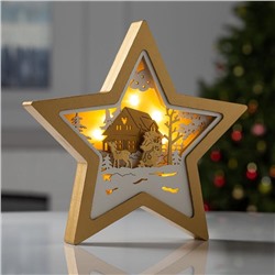 Фигура светодиодная из картона "Золотая звезда", 24х24х3, ААА*2, 6LED, Т/БЕЛЫЙ