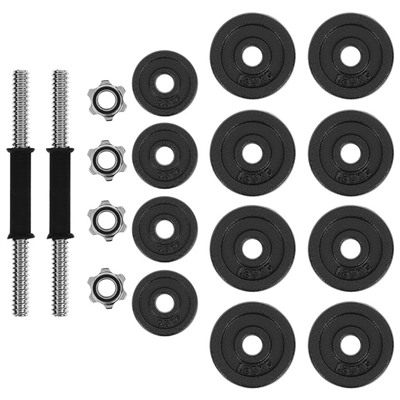 Набор: 2 гантельных грифа 35 см, 12 дисков, 4 замка, вес 15 кг