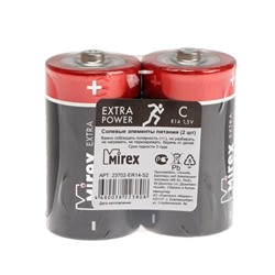 Батарейка солевая Mirex, C, R14-2S, 1.5В, спайка, 2 шт.