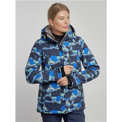 Горнолыжная куртка женская зимняя темно-синего цвета 3320TS