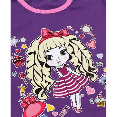 Фиолетовая футболка для девочки 83413-ДЛС19
