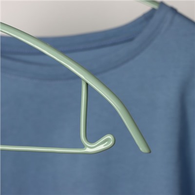 Вешалка-плечики антискользящая Доляна «Мята», 3 шт, 42×20 см, металл с ПВХ покрытием, цвет зелёный