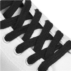 Шнурки для обуви, пара, плоские, 10 мм, 120 см, цвет чёрный