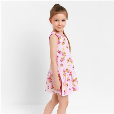Платье для девочки, цвет розовый/розочки, рост 98 см