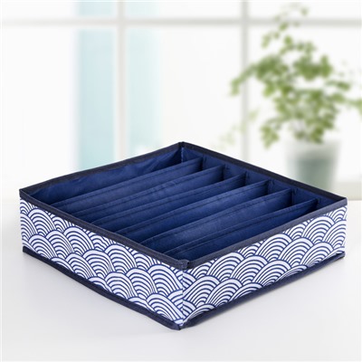 Органайзер для хранения белья Доляна «Волна», 7 отделений, 34×30×8 см, цвет синий