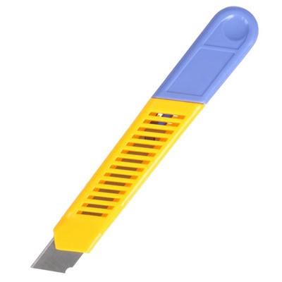 Нож канцелярский, лезвие 18 мм, корпус пластик, с направляющим фиксатором, блистер