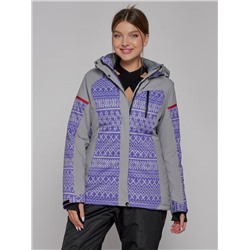 Горнолыжная куртка женская зимняя фиолетового цвета 2272F