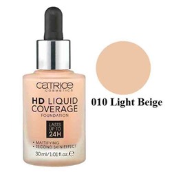 Тональная основа Catrice HD Liquid Coverage Foundation №010 Light Beige 30 ml