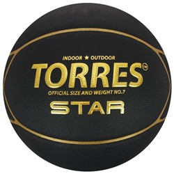 Мяч баскетбольный TORRES Star, B32317, PU, клееный, 7 панелей, размер 7