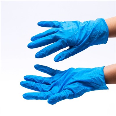 Перчатки Benovy нитриловые медицинские голубые 3 гр   S  100 пар