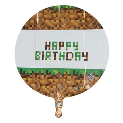 Шар фольгированный круг 18" «С Днём рождения. Пиксели»