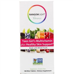 Rainbow Light, Vibrance, мультивитамины для девочек-подростков, способствуют здоровью кожи, 180 мини-таблеток