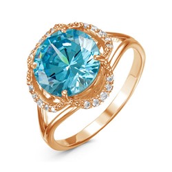 Позолоченное кольцо с фианитом голубого цвета 321 - п